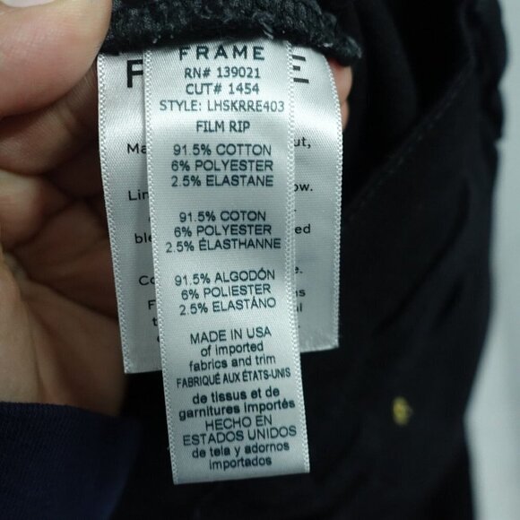 Frame Denim Le High Skinny Jeans Women's Size 24 Black Distressed Cotton - Picture 10 of 13